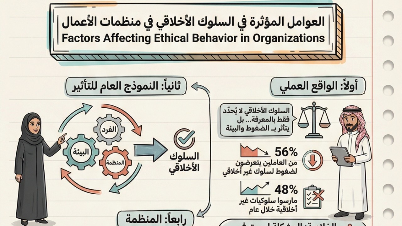 العوامل المؤثرة في السلوك الأخلاقي في منظمات الأعمال  Factors Affecting Ethical Behavior in Organizations