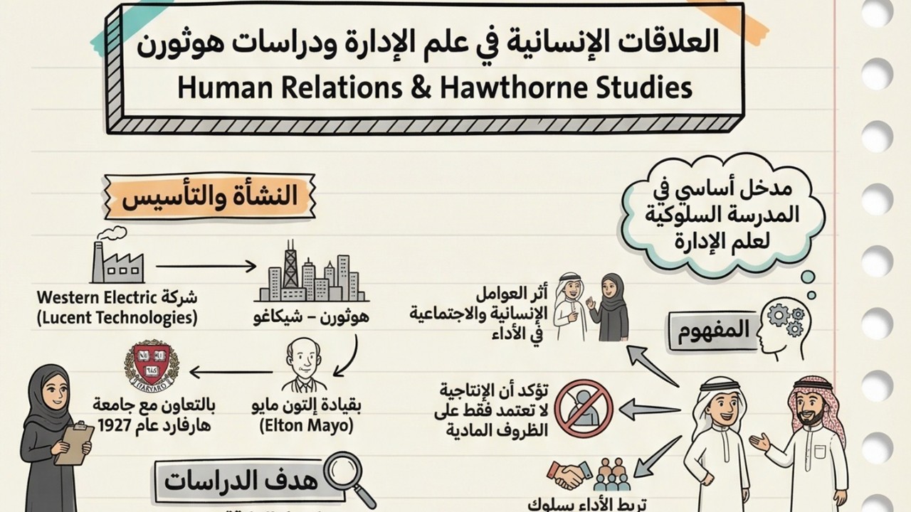 العلاقات الإنسانية في علم الإدارة ودراسات هوثورن Human Relations & Hawthorne Studies